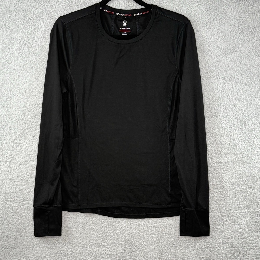 Spyder Active Womens Black Long Sleeve Thumbhole Athletic Top SP1000U Large